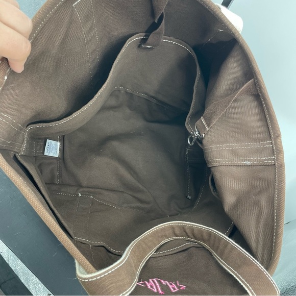 Lands’ End large brown canvas tote bag - Picture 3 of 11